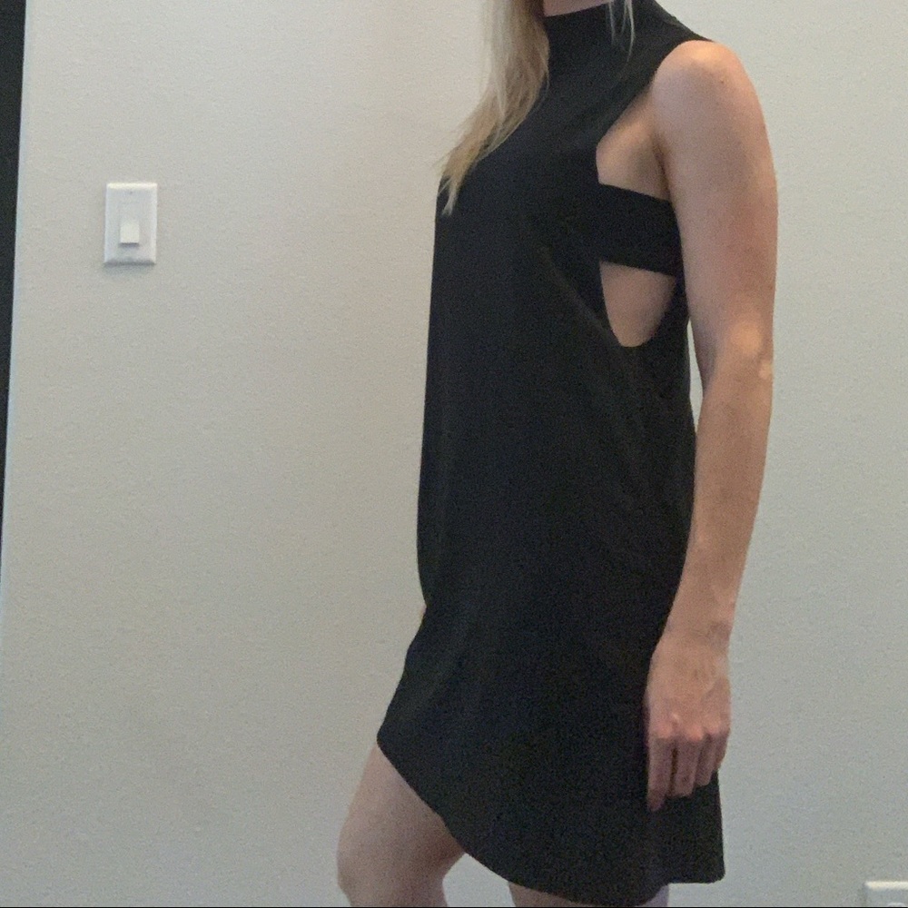 Sleeveless black mini dress